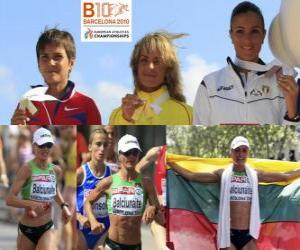 пазл Balciunaite Zivile чемпион марафон, Наиля Yulamanova и Анна Incerti (вторая и третья) Европейской Барселона по легкой атлетике 2010